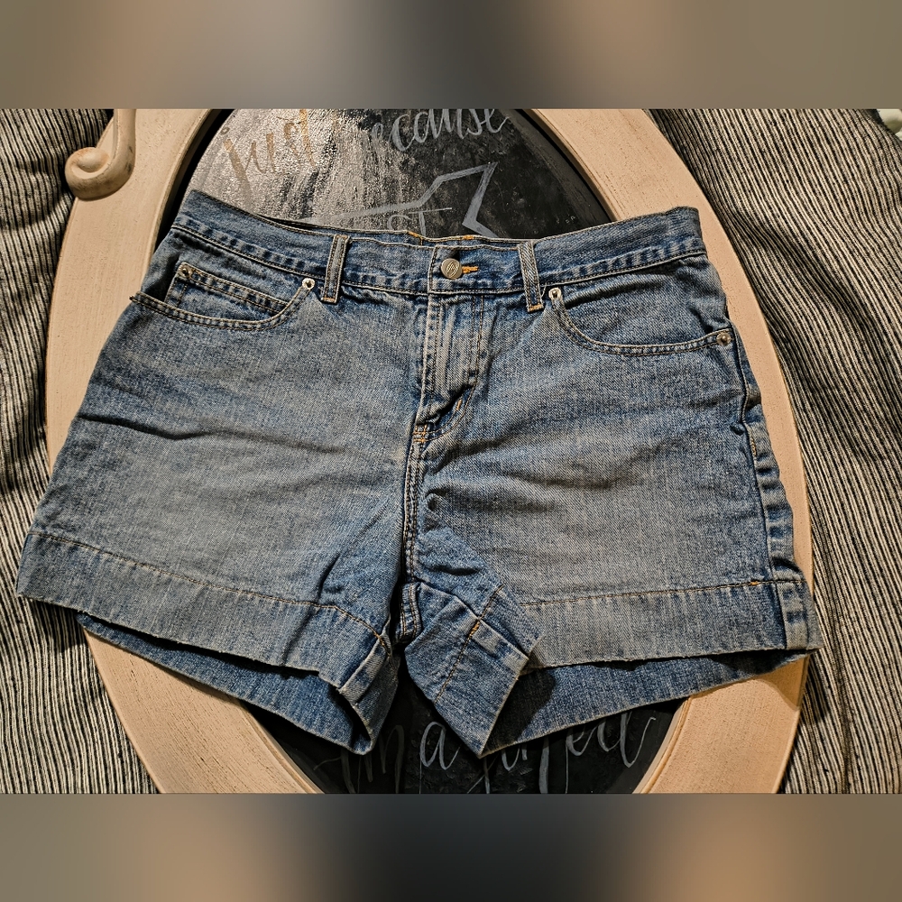 Y2K BONGO Blue Jean Shorts with Cuffed Hem and Mid-Rise Fit